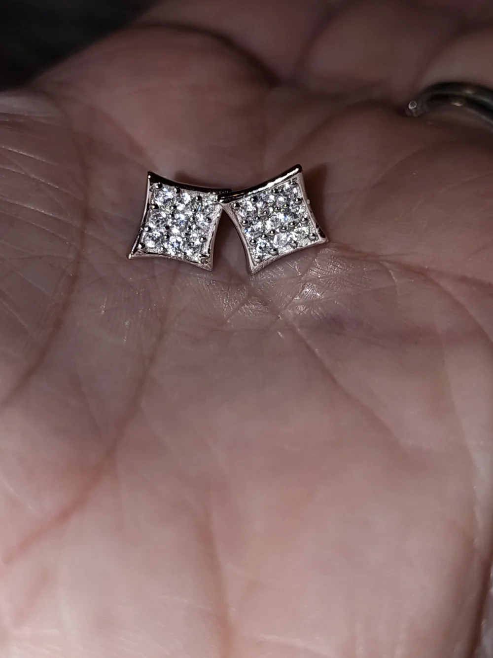 Sterling Silver 2 Grams Moissanite Square Cubic Stud Earrings